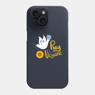 Pray for Ukraine with peace dove and sunflower Phone Case