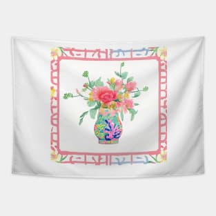 Flowers in fantasy chinoiserie jat Tapestry