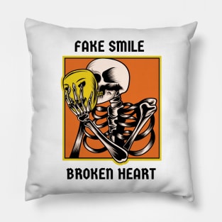 Fake Smile Broken Heart Pillow