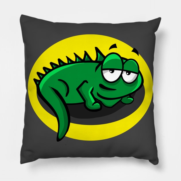 Funny Lizard Pillow by RG Illustration