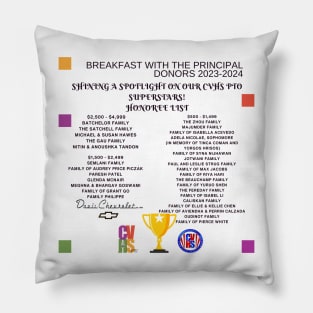 Breakfast With The Principal Donors 2023-2024 Pillow