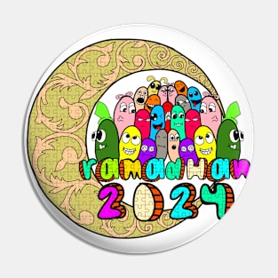 2024 Ramadan doodle cartoon design Pin