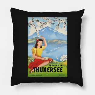 Frühling am Thunersee, Berner Oberland,Schweiz,Travel Poster Pillow