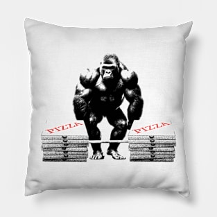 Gorilla Lifting Boxes of Pizza Funny Pillow