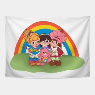 Vintage 80s Girls Gang Rainbows Garden Tapestry