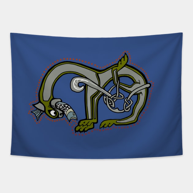 Celtic Cat Letter M Tapestry by Donnahuntriss