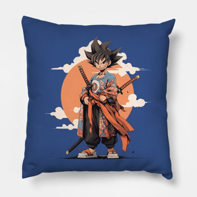 kid goku samurai Pillow by lets find pirate