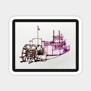 Paddle Wheel Steam Boat - ink drawing Magnet