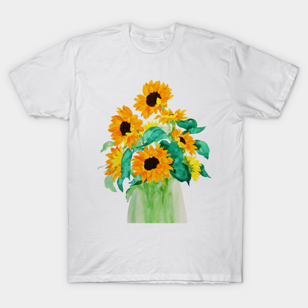 Discover sunflower in a green watercolor - Sunflower In A Green Watercolor - T-Shirt