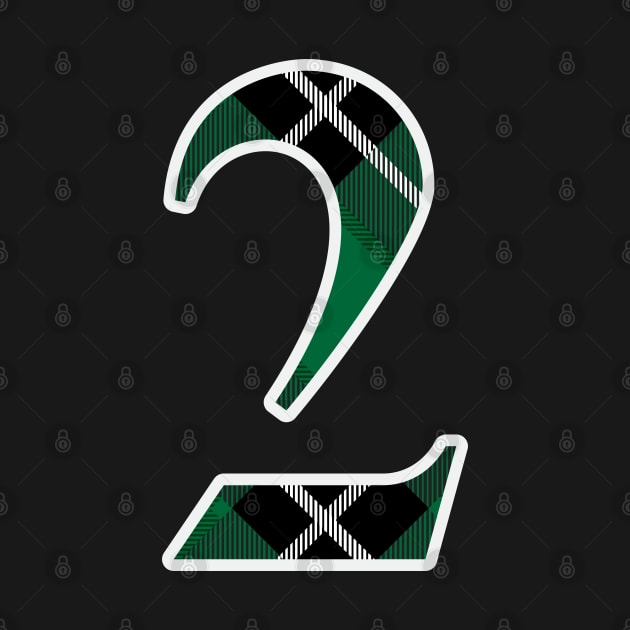 2 Sports Jersey Number Green Black Flannel by Design_Lawrence