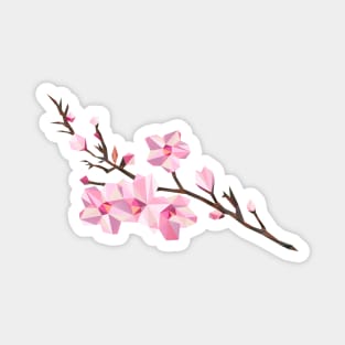 Geometric Japanese Sakura - Cherry Blossoms on White Background Magnet