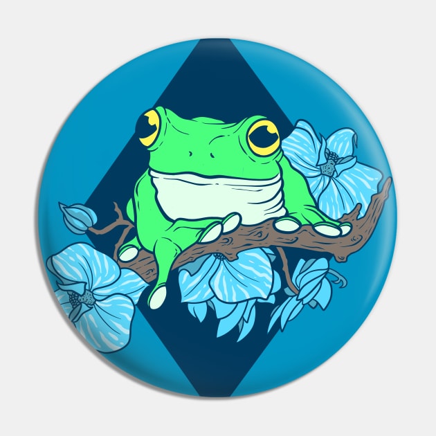 Frog&Flowers Pin by Spazzy Newton