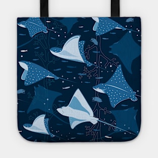 Flying stingrays blue Tote