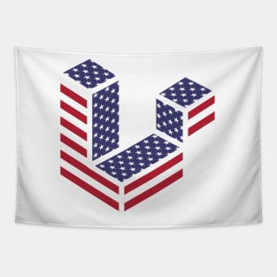 Laravel logo with USA flag for Events Tapestry