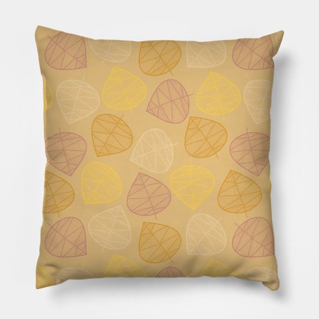 Geometric leaves beige Pillow by Sandra Hutter Designs