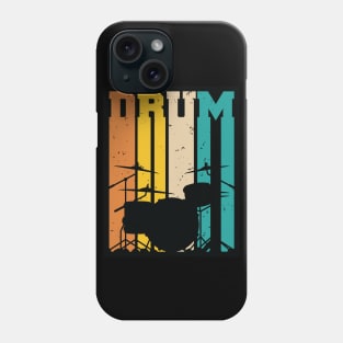 Retro Drum Set Silhouette Illustration Phone Case