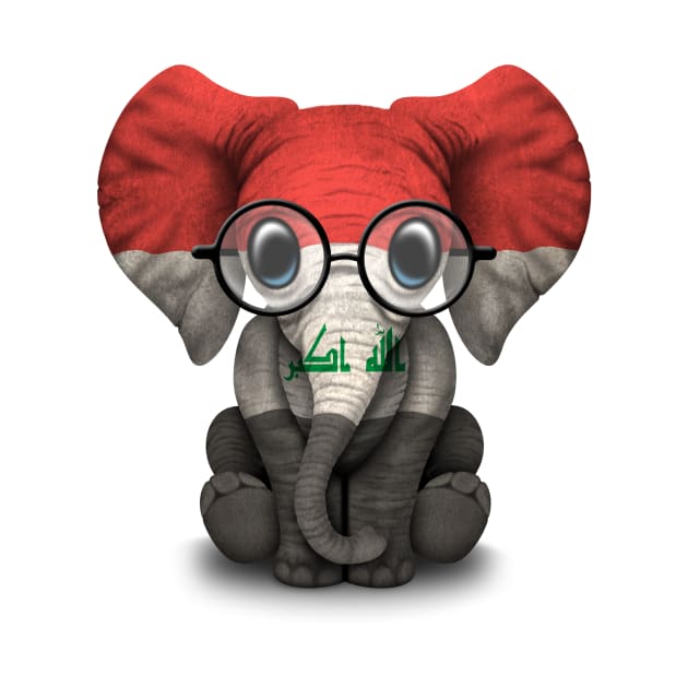 Baby Elephant with Glasses and Iraqi Flag by jeffbartels