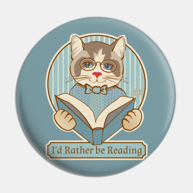 I'd Rather be Reading Cat and Book Pin by Sue Cervenka