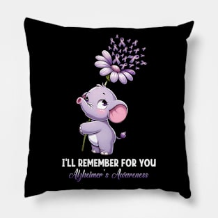 Elephant Alzheimer Awareness I'll Remember For You Pillow