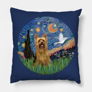 Starry Night Adapted to Include a Silky Terrier Pillow