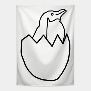 Little Penguin Hatching from Easter Egg Outline Tapestry