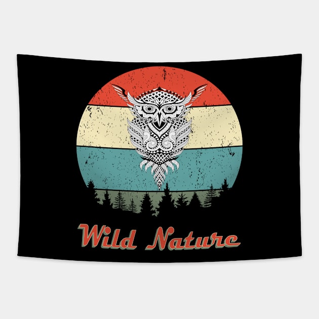 Wild Nature Owl Abstract Sunset Tapestry by SmileSmith