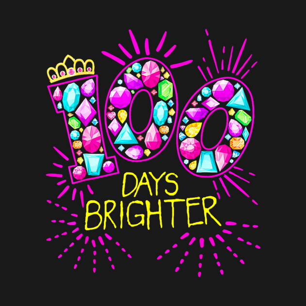 100 Days Brighter Teacher Girls 100 Days Of School Diamond by Aleem James