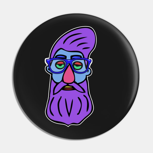 Hipster Head #6 Pin by headrubble