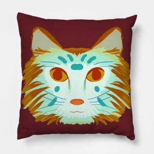Cat Head Art Version 2 (green/brown) Pillow
