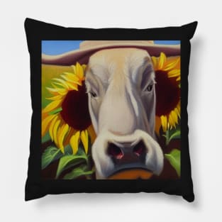 Hereford Cow in Sunflowers Pillow