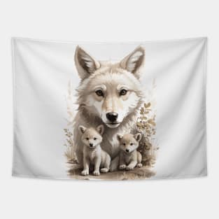 Wolf Cub Mom lovely kawaii Tapestry