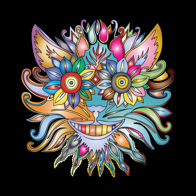 Anthropomorphic Trippy Psychedelic Colorful Flower by twizzler3b