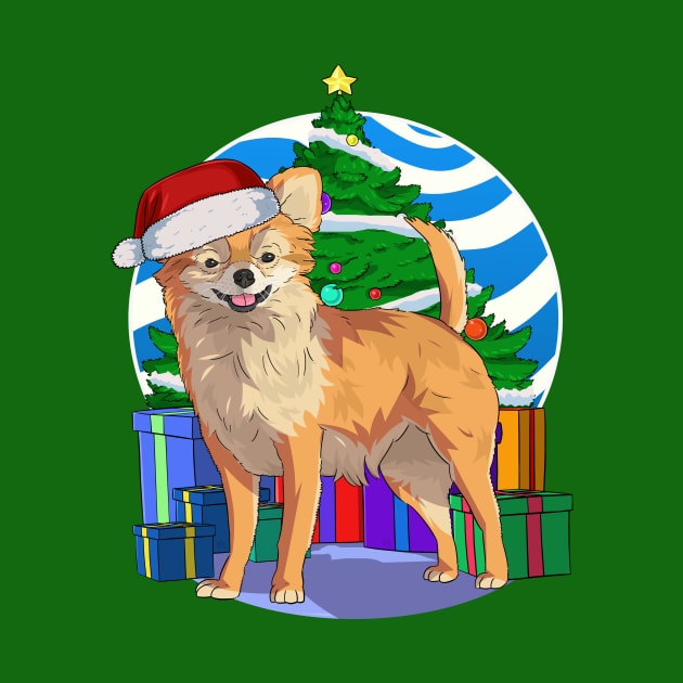 Long-Haired Chihuahua Dog Cute Santa Christmas Gift by Noseking