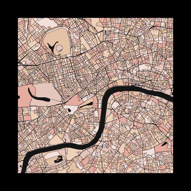 London Map Pattern in Soft Pink Pastels by PatternMaps