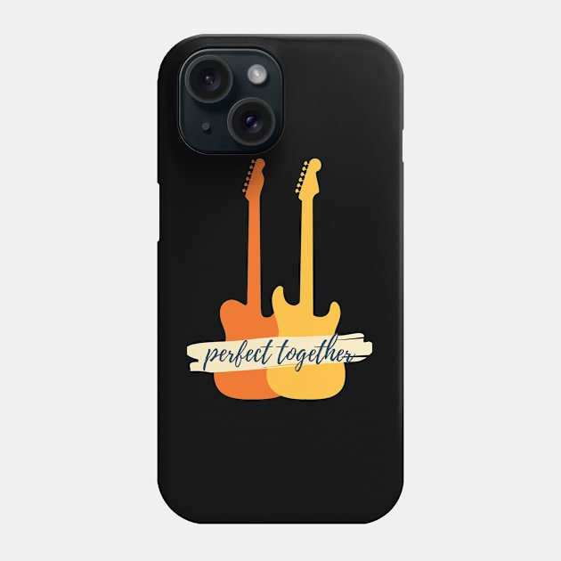 Perfect Together T-Style and S-Style Guitar Silhouette Phone Case by nightsworthy