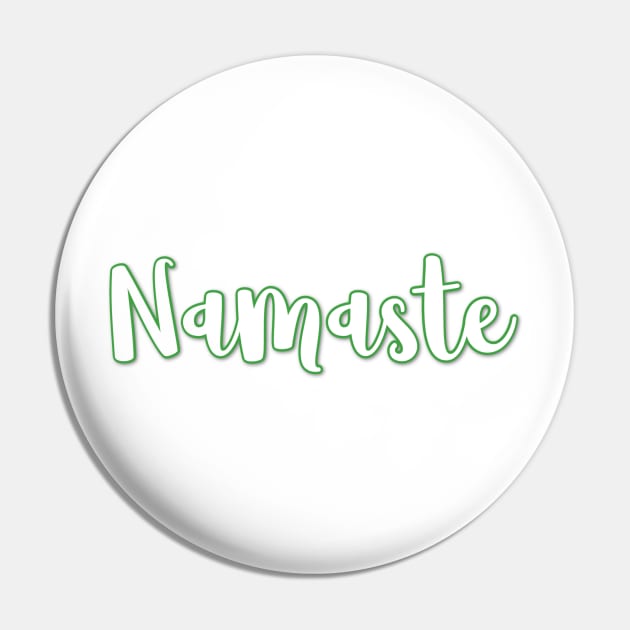 Green Namaste Cute Yoga Greeting Design Pin by DesignsbyZazz