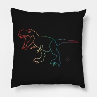 T-Rex Rainbow Dinosaur Black Pillow