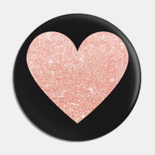 Light Rose Gold Faux Glitter Heart Pin