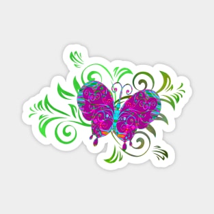 Decorative Pink Butterfly Silhouette Art Magnet