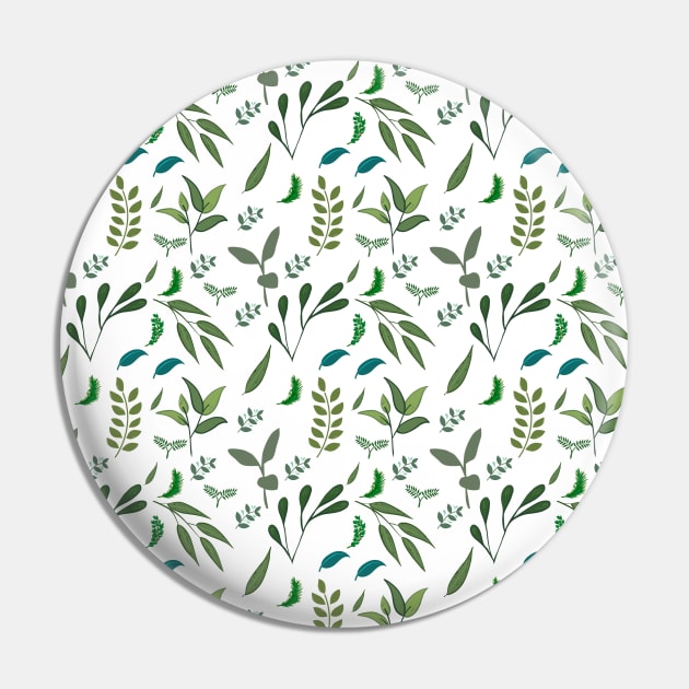 Green Leaves Pattern Pin by SomebodyArts