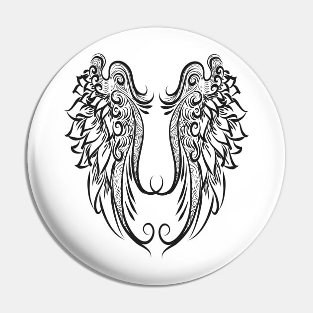 Angel Wings - Back Print Pin by Toni Tees