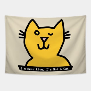 I'm Not a Cat says Meme Cat winking Tapestry