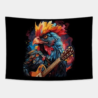 Chicken Playing Guitar Tapestry