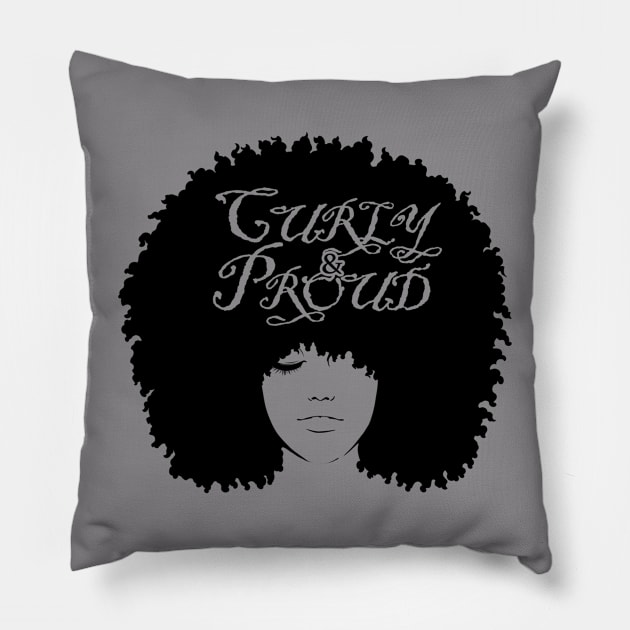 Curly & Proud Pillow by LeoNealArt