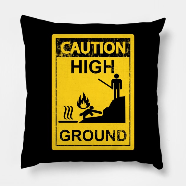 Caution High Ground Pillow by Galactee 99