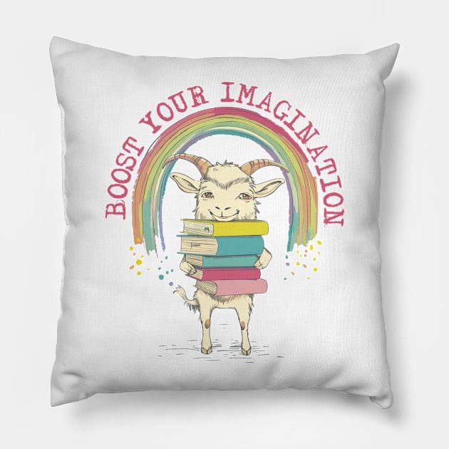 Kids books boost your imagination goat Pillow by StepInSky