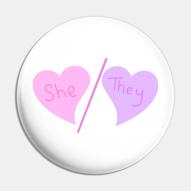 She/They Pronouns Pin by Becky-Marie