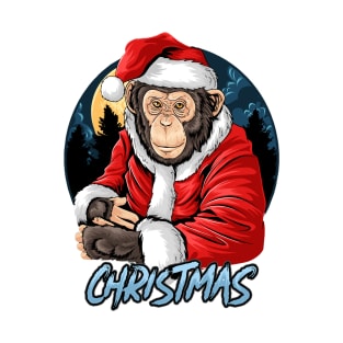 Christmas chimpanzee monkey with santa claus set T-Shirt