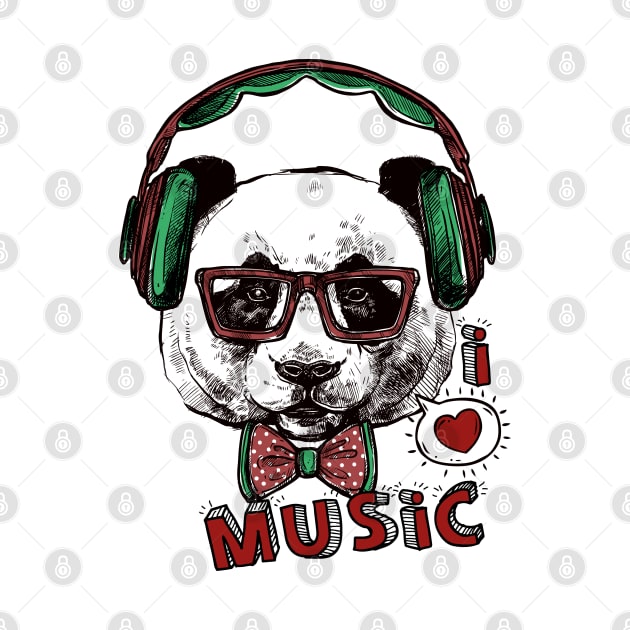 Funny Gift Panda Love Music by RedoneDesignART