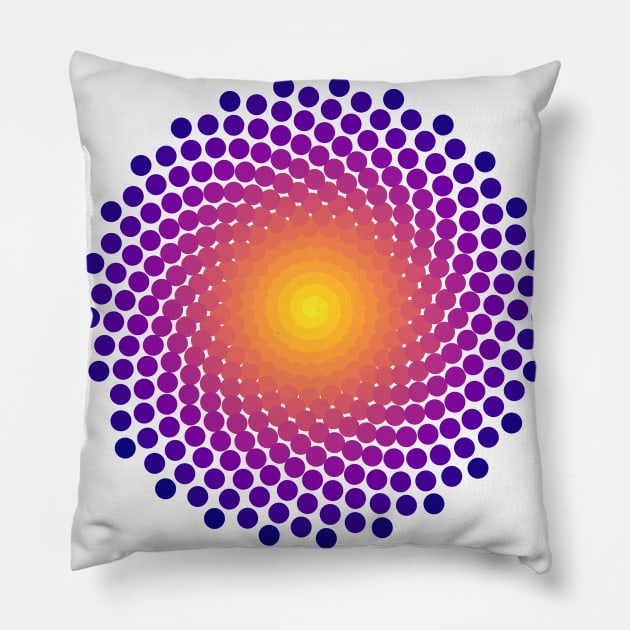 Dot Mandala | Dark Sunset Yellow Red Blue Pillow by aRtVerse